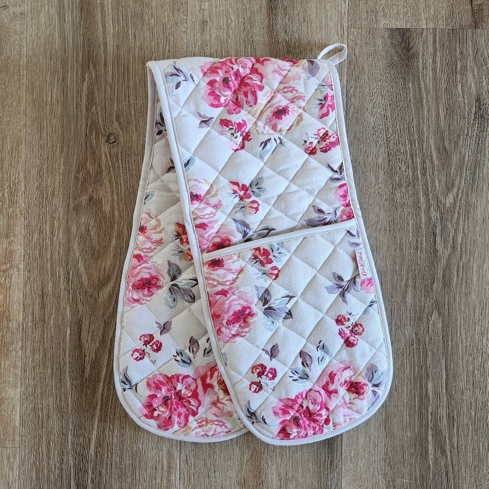 Cath Kidston Pink Rose Floral Double Oven Glove Pot Holder / Hot Pad
